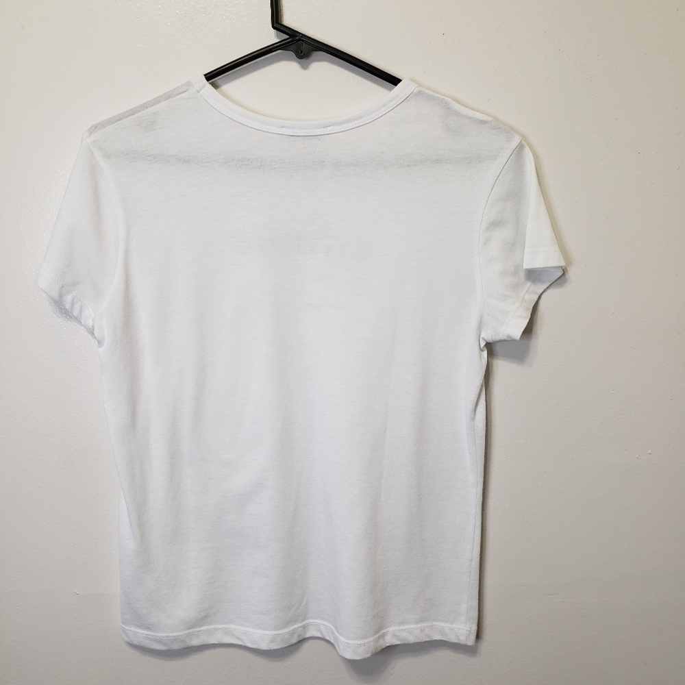 Zara Front Text Infinite Basic White Tee Small Si… - image 6